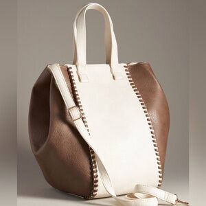 Anthropologie Two Tone Satchel in Cream NWT
